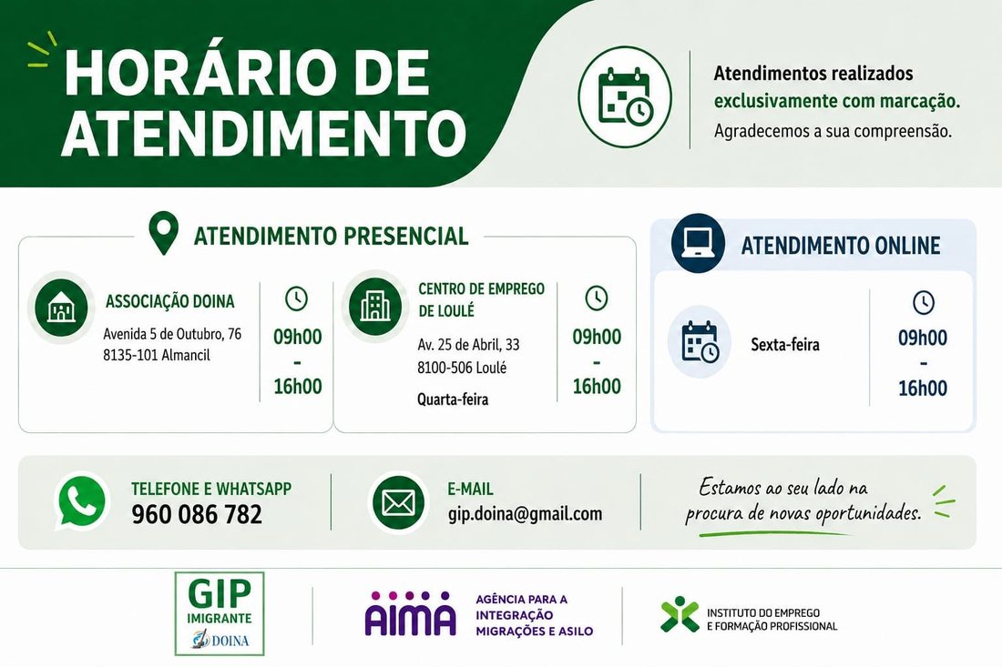 Horário de atendimento do GIP Imigrante